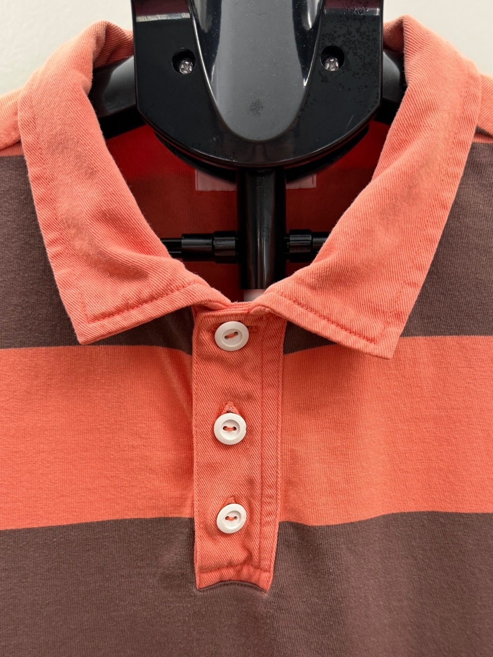 BP. Stripe Polo Shirt Men’s Medium Orange Brown 100% Cotton Short Sleeve - Picture 3 of 12